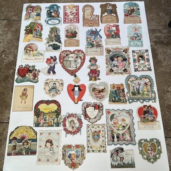 Other - Vintage Valentine Card Lot Mechanical Stand Up Die Cut Honeycomb USA Germany